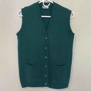 Vintage Sears Women's Sweater Vest Sears Green Size M Diamond Granny Cottagecore